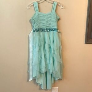 🌸Teal High-Low Feathered Formal/Prom Dress🌸